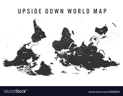 Reversed Or Upside Down Political Map Of World Vector Image