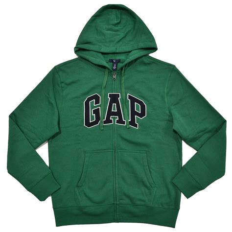 Gap Mens Fleece Arch Logo Full Zip Hoodie S Dark Green