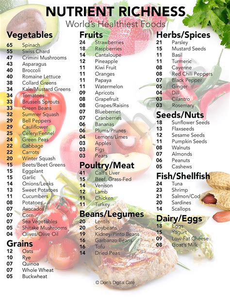 Worlds Best Nutrition Chart Best Nutrient Richness Etsy