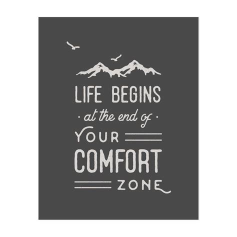 Life Begins At The End Of Your Comfort Zone Art Print Gallery Wall Art Sign Quotes Wall