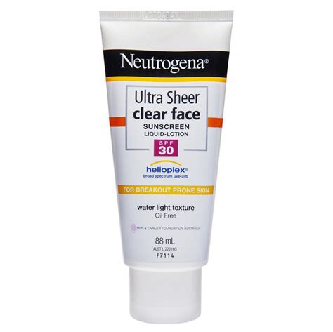 Neutrogena Ultra Sheer Clear Face Sunscreen Liquid Lotion Spf30 88ml