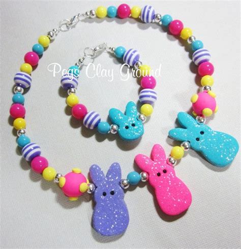 Hanging With My Peeps Easter Necklace Set Polymer Clay Accents Etsy