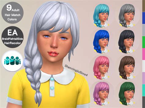 The Sims Resource Kid Ep02braidfishtailside Hair Recolor