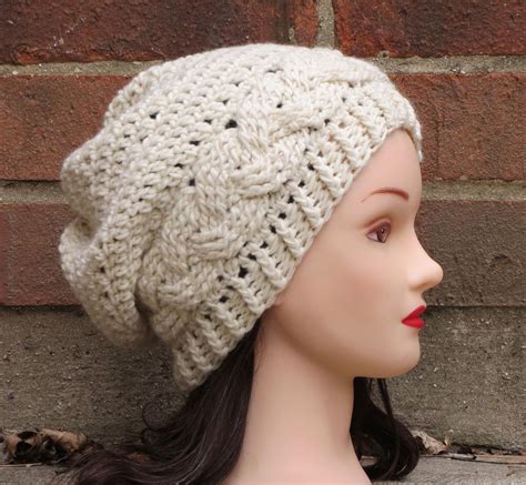 Crochet Hat Pattern Julia Slouchy Beanie Hat Fall Winter Braid Cabled