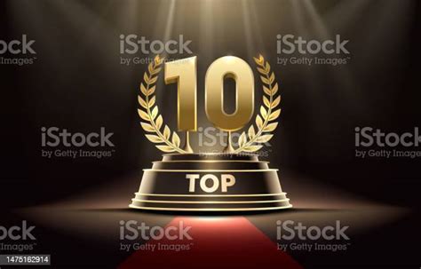 Top 10 Best Podium Award Sign Golden Object Vector Stock Illustration