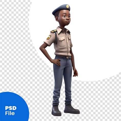 Premium Psd 3d Rendering Of A Female African American Police Officer