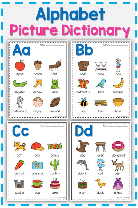 Alphabet Picture Dictionary Dictionary For Kids Alphabet Pictures