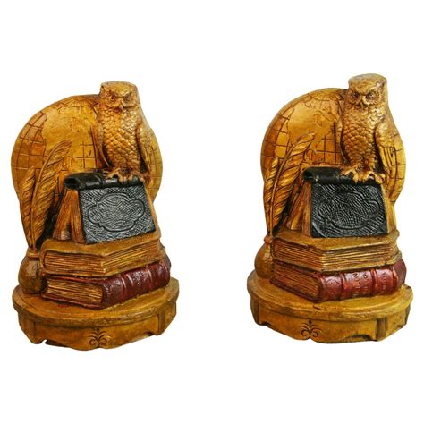 Vintage Owl Bookends Wood Spain 1960s For Sale At 1stdibs Wooden Owl