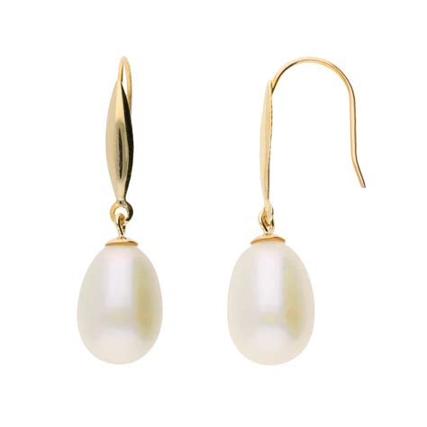 9ct Gold Freshwater Pearl Drop Earrings Buy Online Free Insured Uk