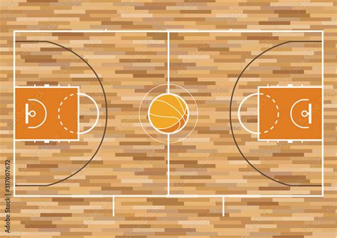 Vector Image Of Basketball Court Top View Circuit Of The Court Stock