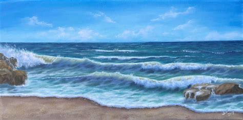 Origin Oil Painting Seascape Ocean Wall Art Waves Shore Seaside