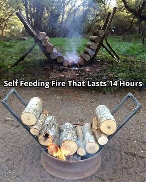Self Feeding Fire Camping Hacks Diy Backyard Fire Fire Pit Backyard