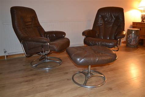 Antiques Atlas Retro Swedish Leather Swivel Chairs And Footstool