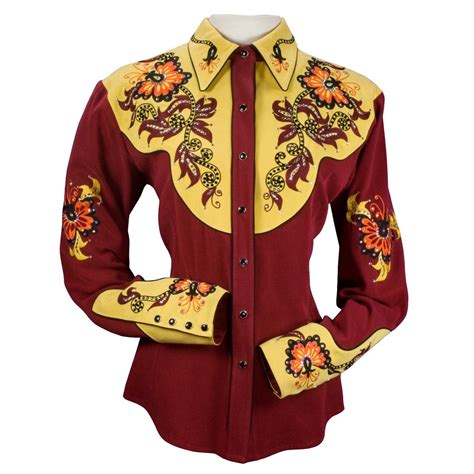 Vera Western Shirt With Flowers And Crystals Vintage Western Wear