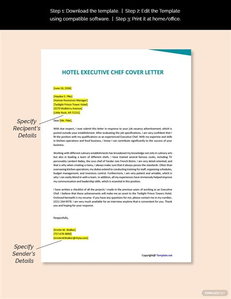 Writing a great executive chef cover letter cover letter is an important step in your job search journey. Free Hotel Executive Chef Cover Letter Template in 2020 ...