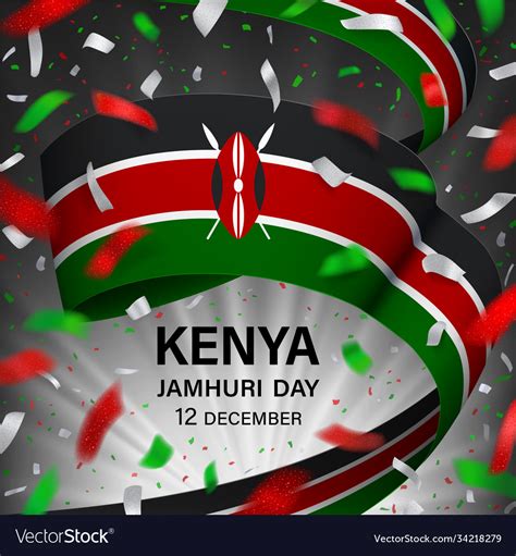 Kenya Jamhuri Day Greeting Card With Ribbon Vector Image