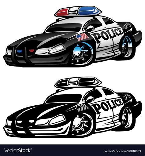 Police Muscle Car Cartoon Royalty Free Vector Image
