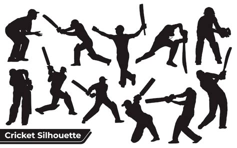 Collection De Silhouettes De Joueurs De Cricket Dans Différentes Poses