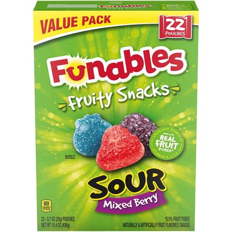 Funables Fruity Snacks Sour Mixed Berry Fruit Snacks 154 Oz 22 Count