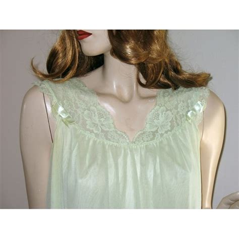 Vintage 60s Vanity Fair Green Nightgown Nightie Babydoll Size S