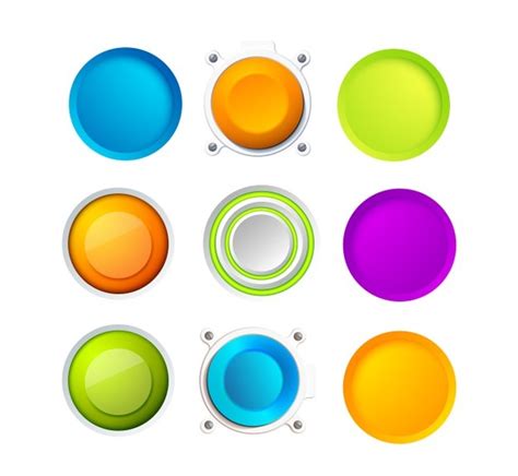Free Vector Set Of Nine Blank Colorful Round Buttons For Website