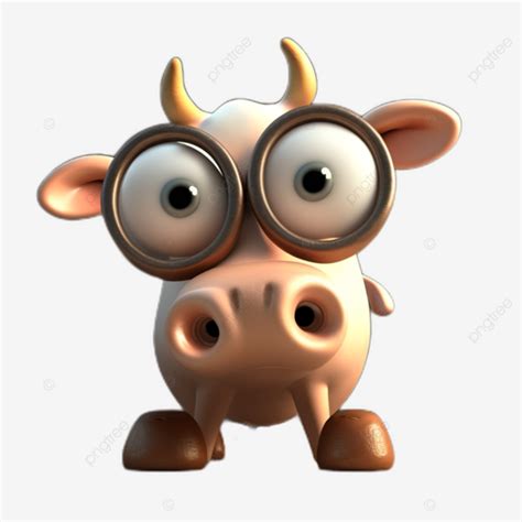 Cute Cartoon Three Dimensional Cow With Big Eyes Cow Stereoscopic