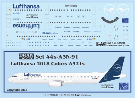 Lufthansa 2018 Colors A321 DRAW Decal