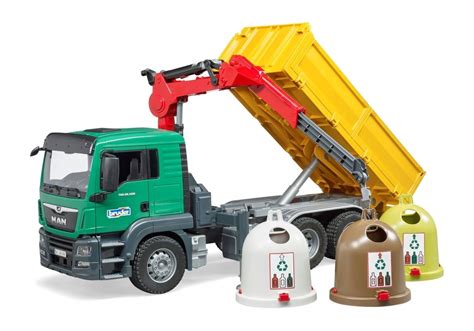 Bruder Man Tgs Truck With 3 Glas Recycling Containers 03753