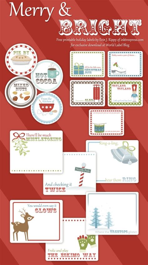 Follow our easy template instructions to get your projects ready to print on . Free Printable Holiday Labels by Inktreepress.com ...