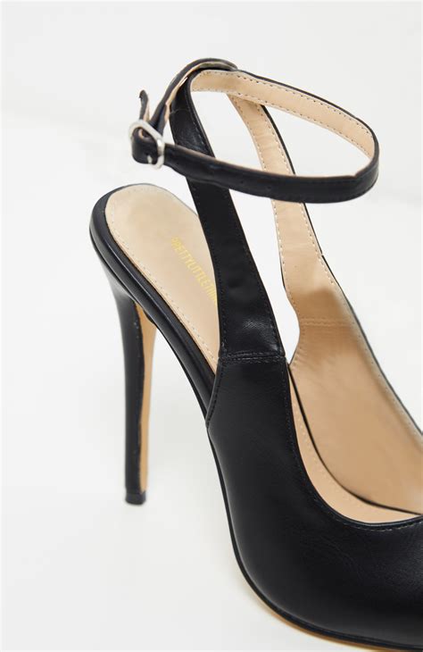 Black Ankle Strap Court Shoe Shoes Prettylittlething Qa