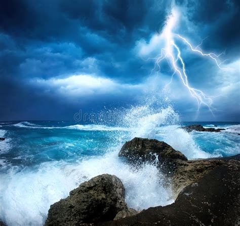Storm Beginning With Lightning Stock Photo Image Of Climate Dark