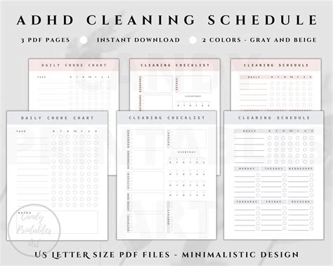 Adhd Cleaning Schedule Checklist Adhd Chore Chart Daily Etsy Singapore