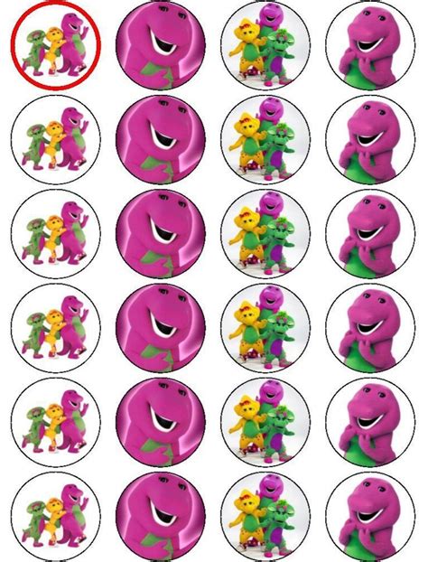 24 X Barney Friends Edible Rice Paper Cake Toppers Barney Birthday