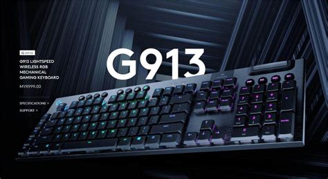 Logitech G913 Lightspeed Ultrathin Wireless Rgb Gaming Keyboard Clicky