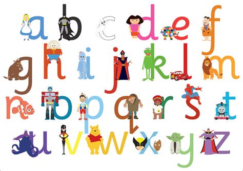 A3 Childrens Tv Film Character Alphabet Lowercase Free Early
