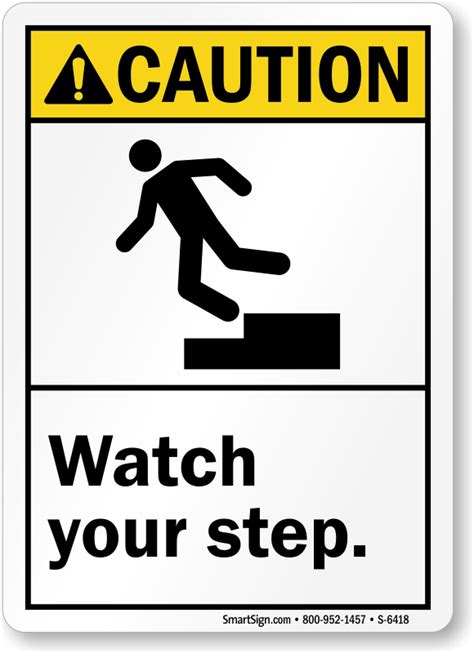 Download this caution warning label template that says: Watch Your Step Signs | Best Prices from MySafetySign
