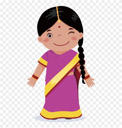 India Child Girl Cartoon Indian Cartoon Girl Png Free Transparent