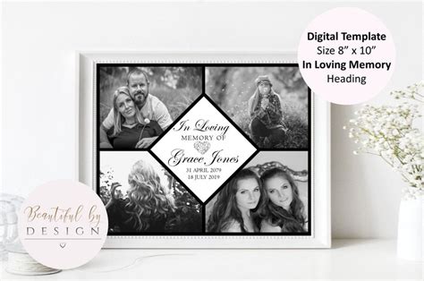 Memorial Photo Collage Template Large Memorial Sign Funeral Etsy