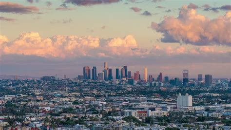 City Of Los Angeles Skyline Changing From Day To Night 4k