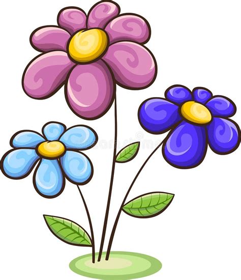 Three Cartoon Flowers Stock Vector Illustration Of Floral 65463618