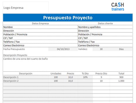 Plantillas Excel Para Presupuestos