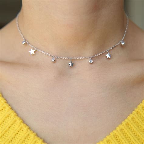 Delicate Women Jewelry Choker Chocker Bezel Cz Star Charm Minimal Teen Girl Gift Elegant