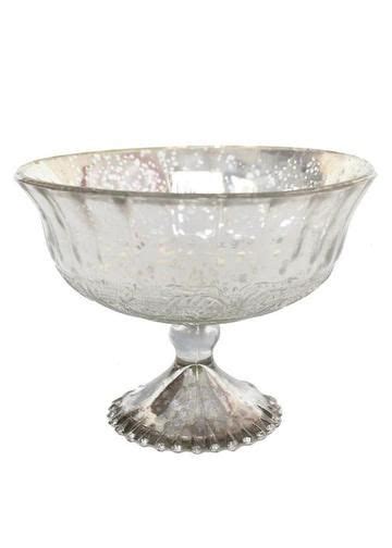 Mercury Glass Compote Bowl In Silver5 Tall X 7 Diameter Diy Wedding Arrangements Wedding