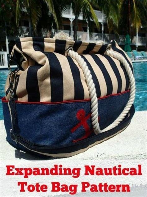Expanding Nautical Tote Bag Free Sewing Pattern Sew