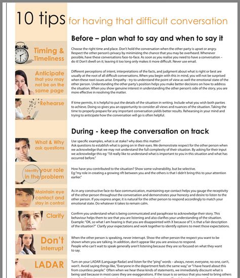 10 Tips for difficult conversations | Difficult ...