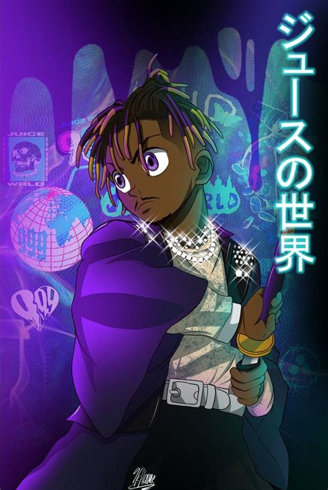 Juice Wrld Anime Poster 11x17 Anime Rapper Anime Cartoon Art