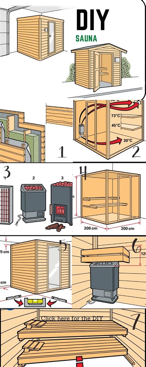 The Instructions For How To Build An Outdoor Sauna With Pictures On It