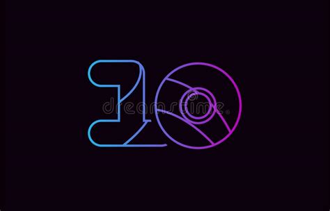 Number 10 Logo Company Icon Design In Blue And Pink Stock Vector
