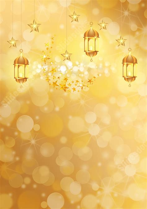 Ramadan Golden Yellow Lantern Halo Light Effect Page Border Background