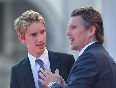 Ethan Hawke Makes Rare Appearance With Son Levon In Venice